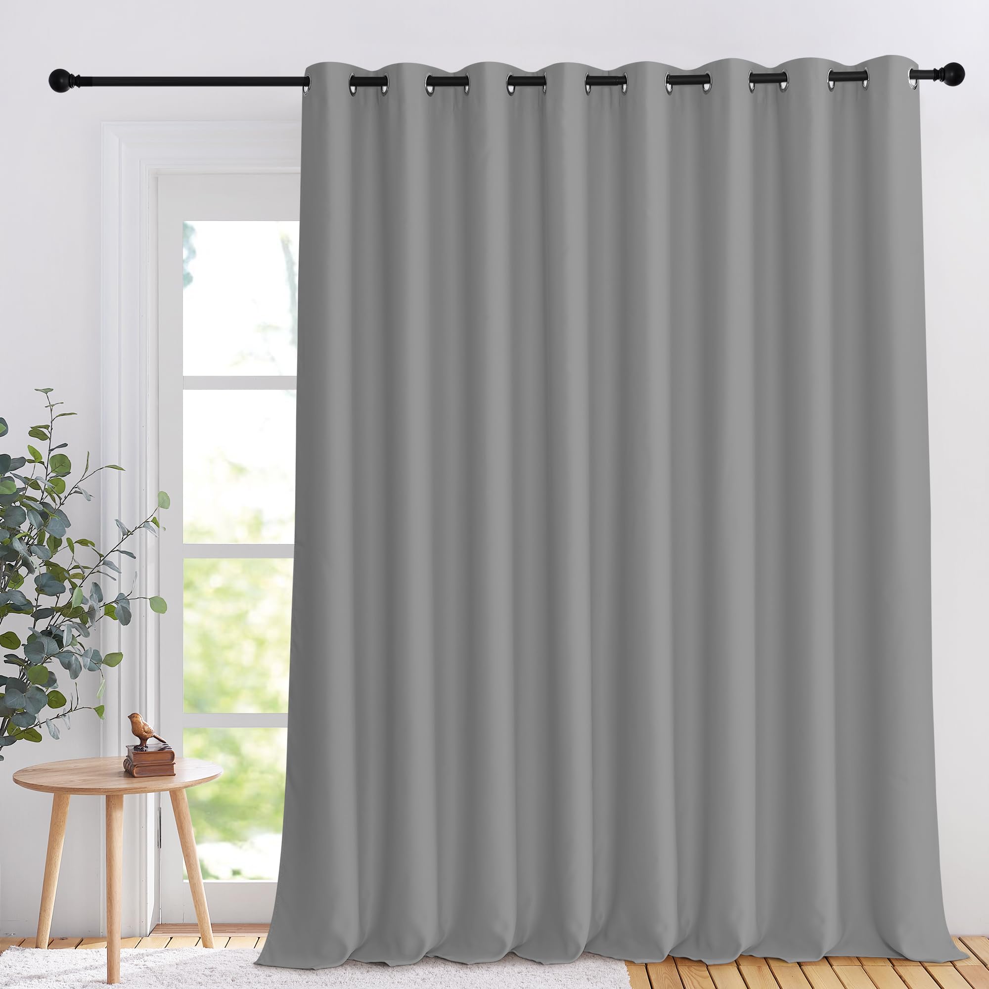 NICETOWN Patio Door Curtain 108 inches Long, Light Blocking Room Divider Extra Wide Sliding Door Curtain Thermal Insulated for Bedroom/Living Room, Silver Grey, W120 x L108, 1 Panel Image NICETOWN Patio Door Curtain 108 inches Long, Light Blocking Room Divider Extra Wide Sliding Door Curtain Thermal Insulated for Bedroom/Living Room, Silver Grey, W120 x L108, 1 Panel Image