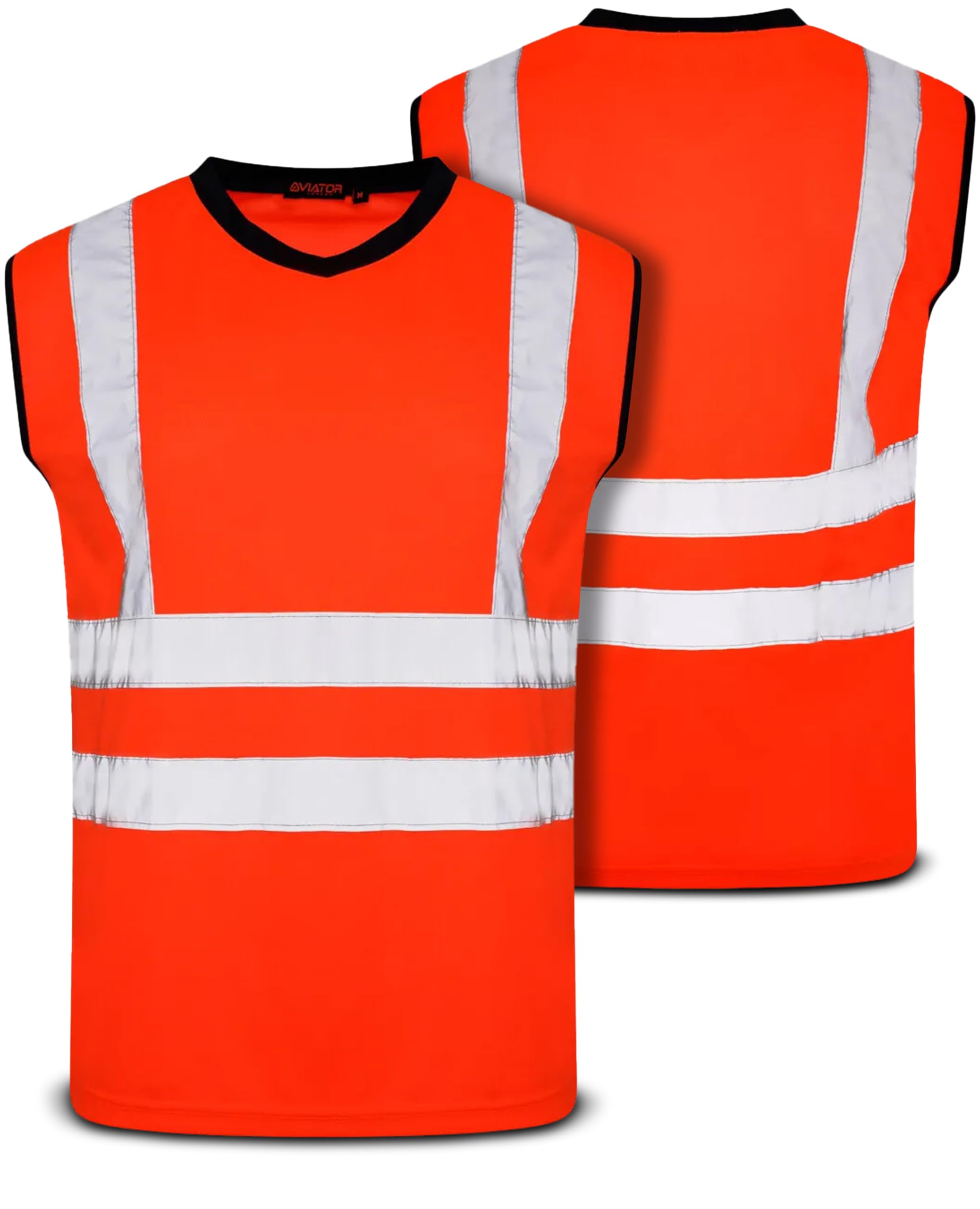 Mega_JumbleSale® Hi Vis Viz Sleeveless T-Shirt Vest | High Visibility Safety Security Workwear Sleeveless Tank Muscle Top (3XL, Hi Vis Orange Vest)