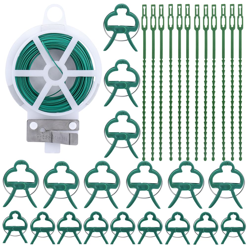 Bestgle 31pcs Plant Support Clips & Ties Set, Adjustable Garden Binding Kit with Twisted Tie & Cutter, Plant Clips for Tomatoes, Vines, Vegetables & Climbing Plants
