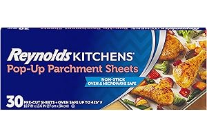 Reynolds Kitchens Pop-Up Pre-Cut Parchment Paper Sheets (Non-Stick, 30 Sheets)