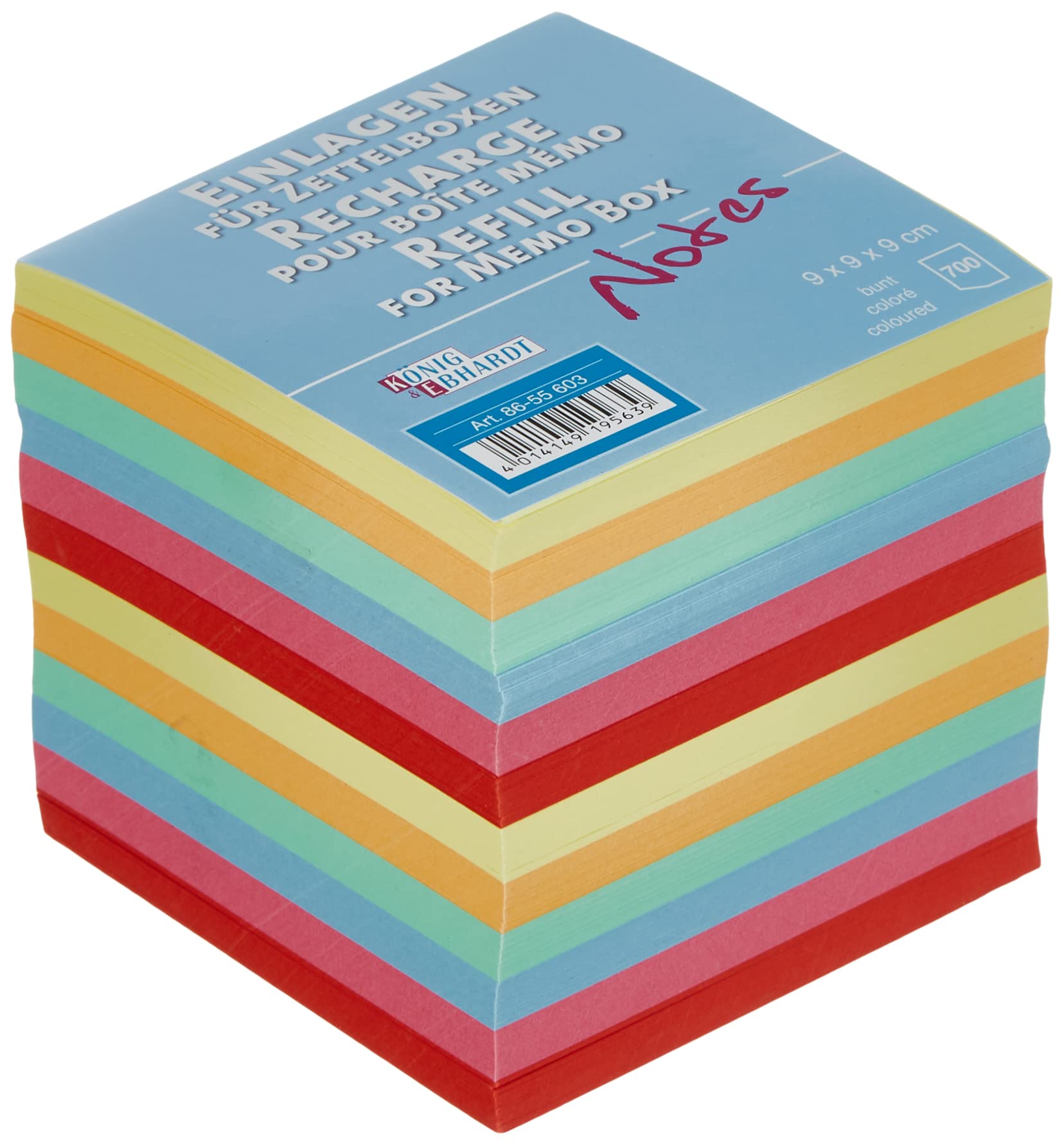 König & Ebhardt 8655603 Replacement Insert for Notelet Box (9 x 9 x 9 cm 700 Sheets Colour)