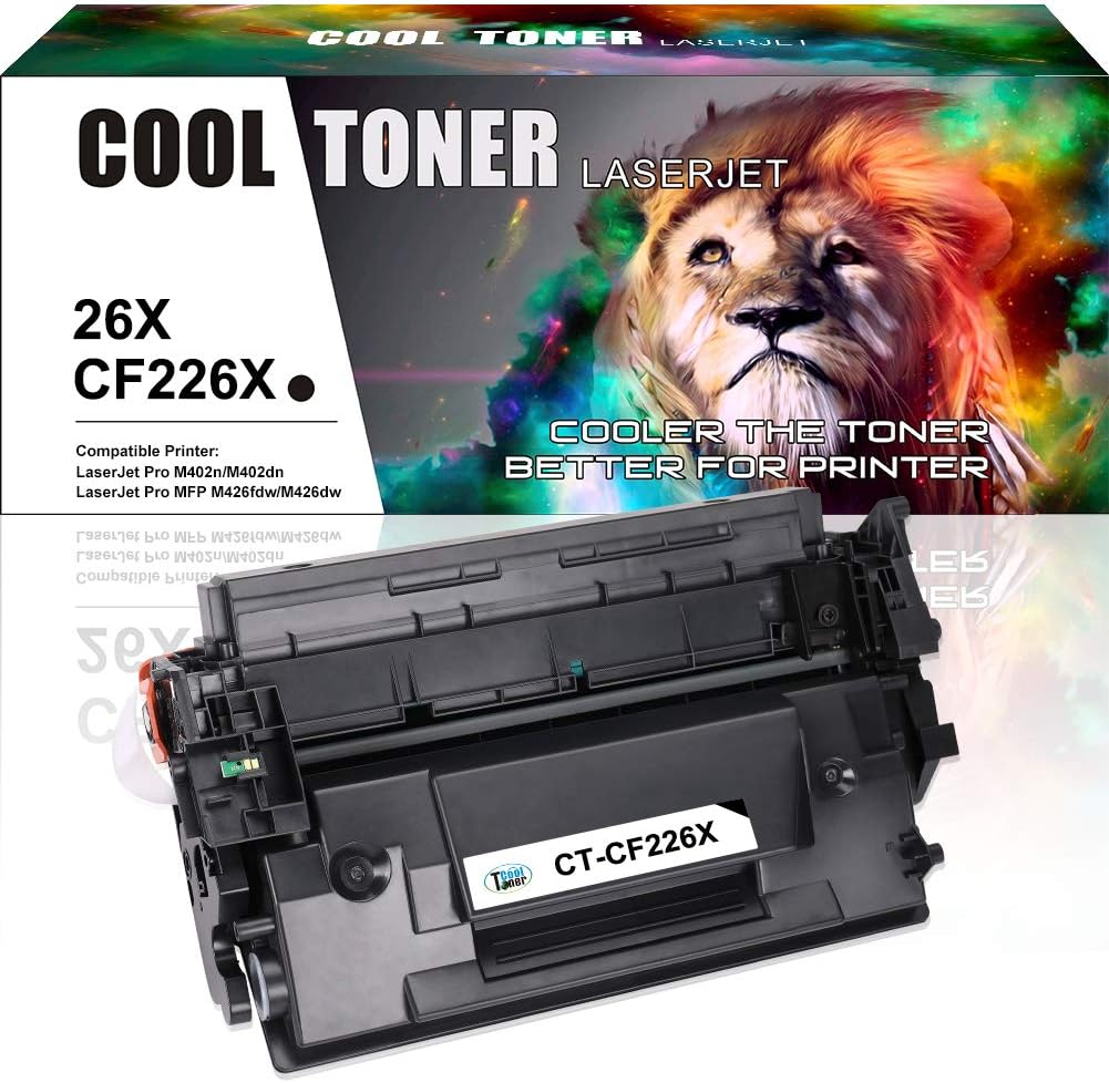 Cool Toner Compatible Toner Cartridge Replacement for CF226X 26X CF226A 26A Toner Cartridge for HP Laserjet Pro M402DN M402N, MFP M426DW M426FDN N426FDW, Pro M402DW M402D Printer, 1-Black, 9000 Page