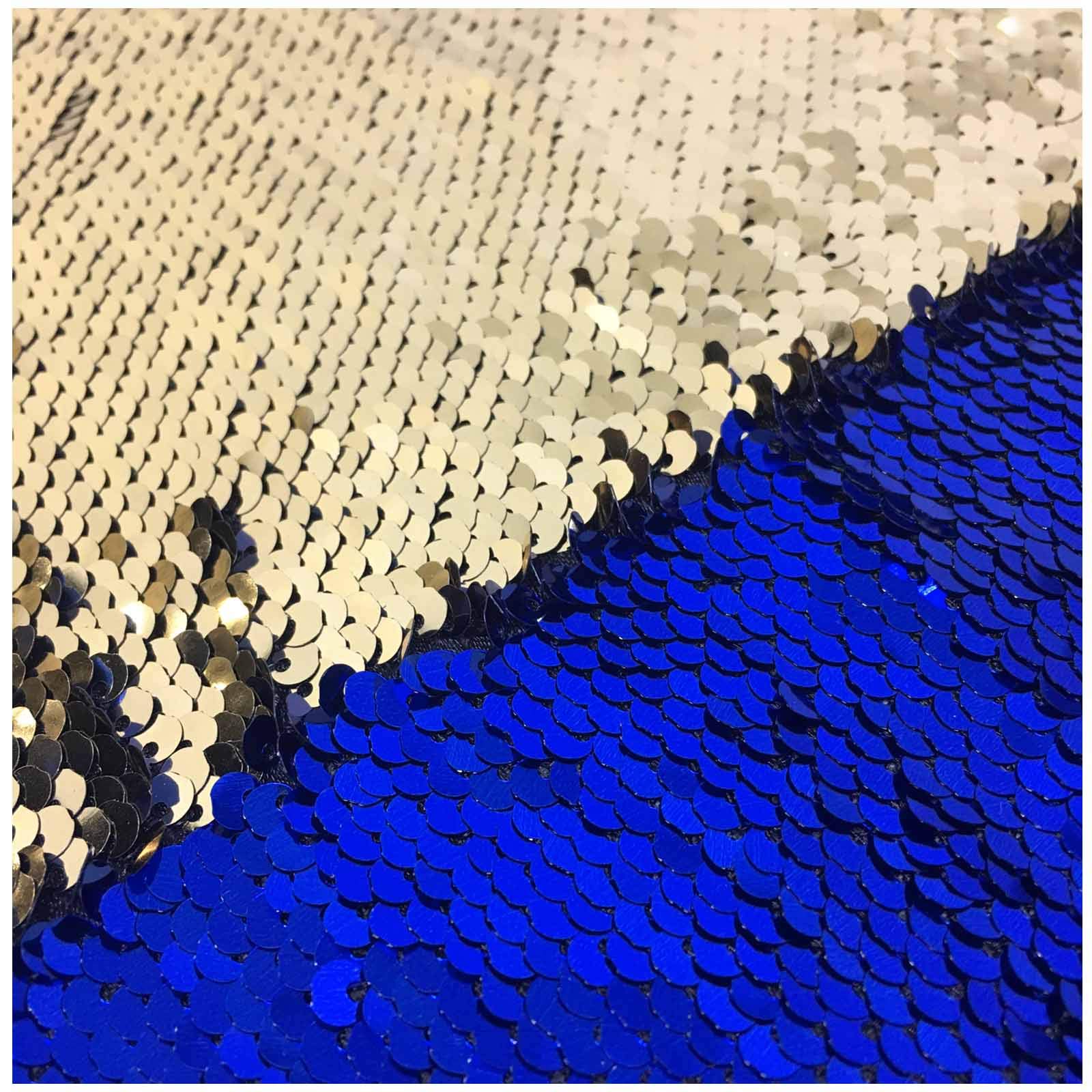 LQIAO Flip UP Mermaid Sequin Fabric-Royal Blue