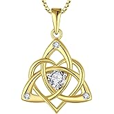STARCHENIE Celtic Knot Necklace for Women 925 Sterling Silver Trinity Love Knot Pendant Birthstones Jewelry