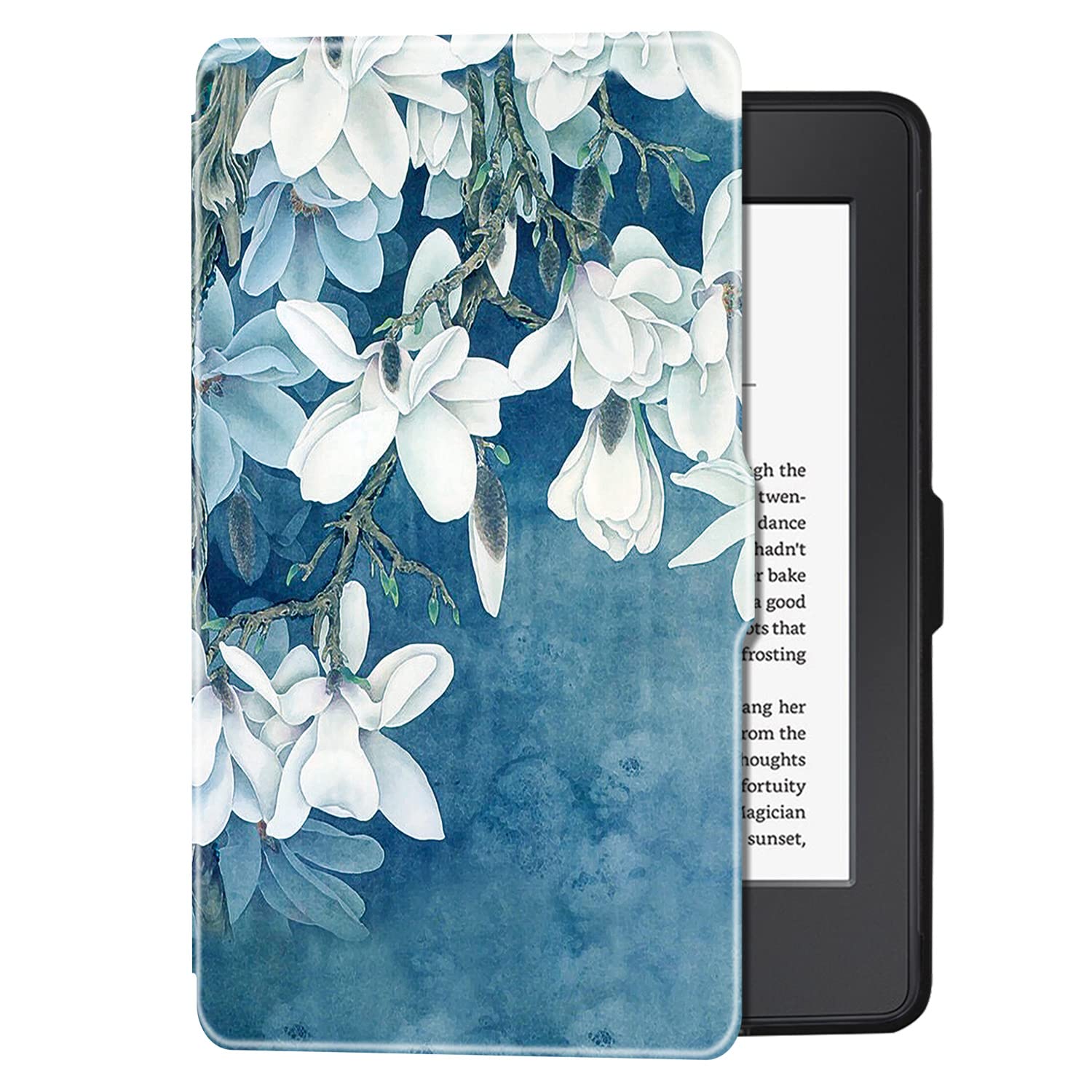 BOZHUORUI Slim Case for Kindle Paperwhite 5th/6th/7th Generation Prior to 2018 (2012-2017 Release,Model EY21 & DP75SDI) - Premium PU Leather Protective Cover with Auto Sleep/Wake (Magnolia)