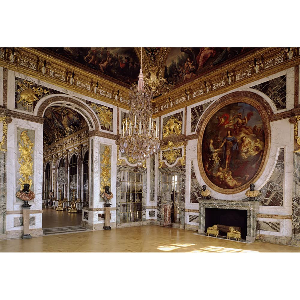Aoihrraan 2,7x1,8m Versailles Palace Backdrop Luxury Chandelier Retro Ceiling Mural Elegant Interior Photography Background Wedding Party Decor Kids Adult Lover Artistic Portrait Photo Studio Props