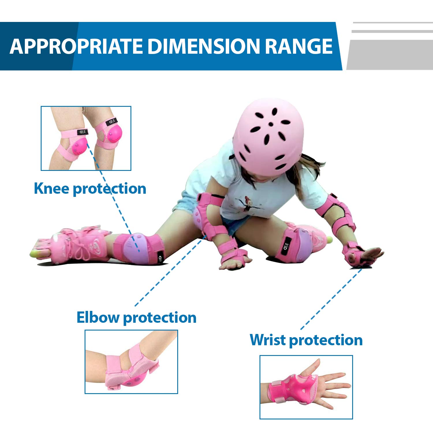 CKE Kids/Youth Knee and Elbow Pads Set - Protective Gear With Wrist Guards for Toddler Girls Boys - Skating, Cycling, Bike, Rollerblading