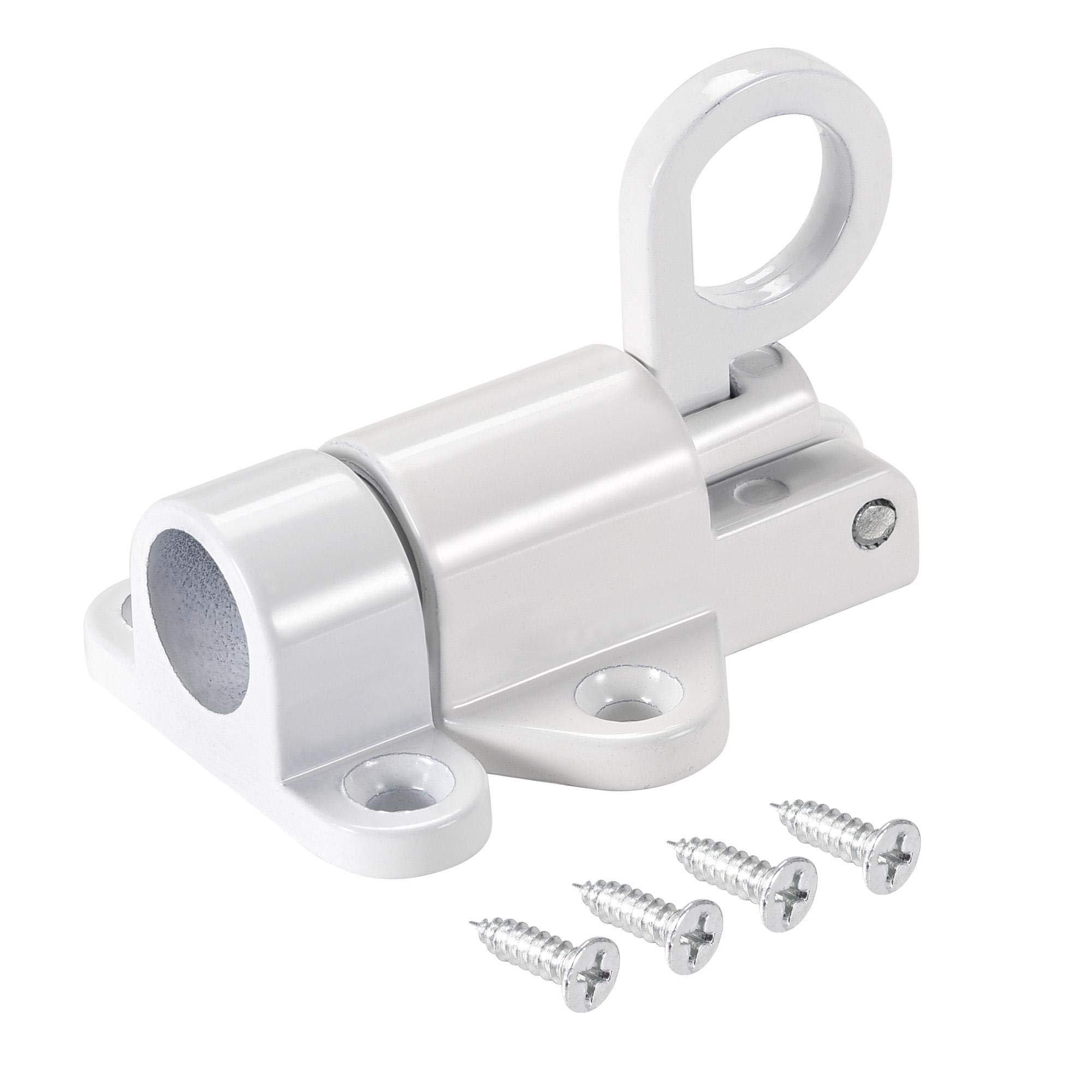 sourcing map Door Spring Bolt, Aluminum Alloy Security Automatic Window Gate Latch Bounce Lock White