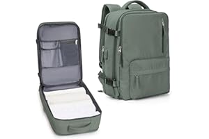 VECAVE Carry On Backpack for Women,Large Travel Backpack Flight Approved,Waterproof 17 Inch Laptop Backpack Business Work Backpacks Men Mochila De Viaje DarkGreen
