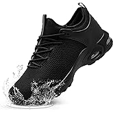 LARNMERN Steel Toe Waterproof Air Shoes Men Slip On Work Sneakers Comfortable Lightweight Construction Shoe