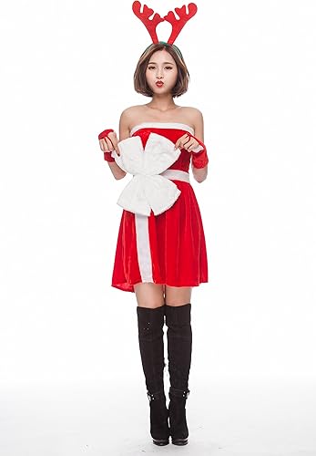 Amazon 新作 サンタ コスプレ サンタコス クリスマス コスチューム かわいい 蝶結び 大きいサイズ ワンピース セクシー パーティ ワンピ ドレス サンタクロース コス 衣装 サンタコスプレ セクシーサンタ サンタコスチューム 大人 E コスプレ 仮装 通販