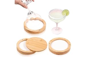 Margarita Salt Rimmer with Magnetic Swivel Lid - Bamboo Salt&Sugar Rimmer for Cocktails - Bar Party Salt Glass Rimming for Dr