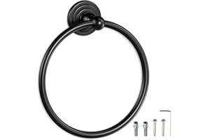 SAYONEYES Matte Black Towel Ring – Heavy Duty SUS304 Stainless Steel Rust Proof Hand Towel Holder Hanger for Bathroom, Kitchen Wall Mounted – Round Shape Towel Rack - 1 Pack