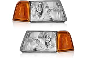 WEELMOTO for 2001-2011 ford Ranger Headlights Assembly,Headlamp Replacement for 01-11 ford Ranger Chrome Housing Amber Reflector Left+Right Pair Set
