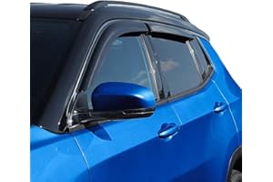 LIKDIKDIK Window Visors Rain Guards for 2017-2025 Jeep Compass, Premium Exterior Rain Guards Visors - 4PC Tape on Vent Visors Set, UV-Resistant Tinted Acrylic, No Drill Easy Install, Weather Protection