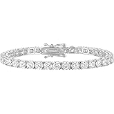 KISPER Tennis Bracelet for Women - 24K White Gold or Gold Plated Round Cut AAAAA CZ, 3mm/4mm Width, Elegant Jewelry Gift, 6.5/7/7.5 Inch