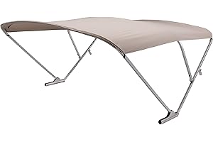 SureShade Power Pontoon Bimini Top - Clear Anodized Frame, Beige Fabric