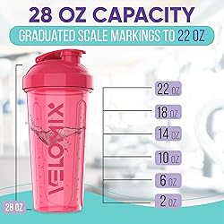 VELOMIX -2 Pack- 28 oz Protein Shaker Bottles for