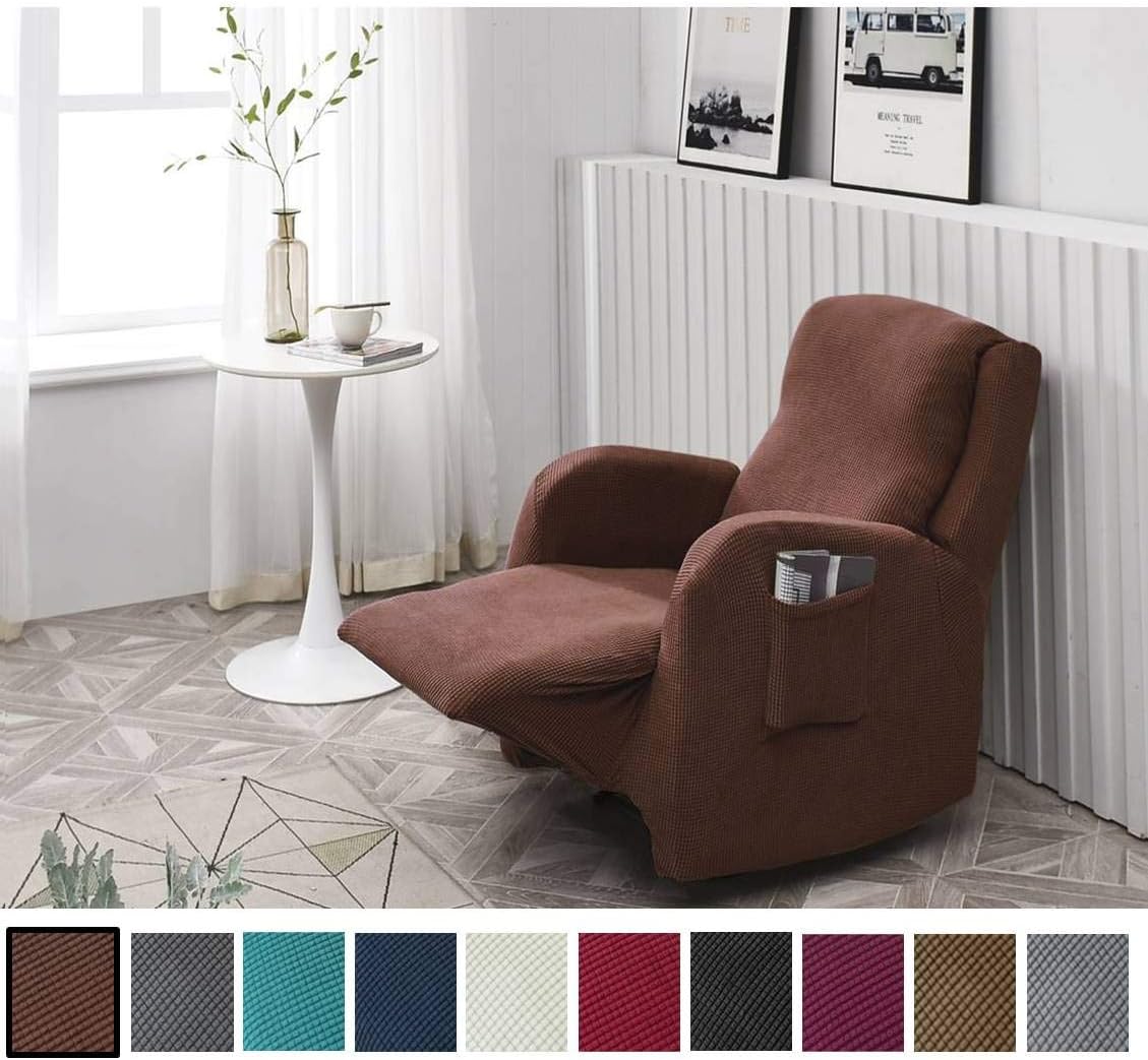 Argstar Jacquard Recliner Sofa Slipcover, Dark Brown Stretch Reclining