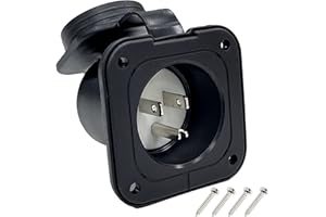 Sintron 15 Amp Flanged Inlet 125V, NEMA 5-15P Shore Power Inlet Receptacle, Generator AC Port Electric Plug 1875W, Weatherproof Cover Recessed Male Outlet, ETL Listed, Straight Blade 2 Pole 3 Wire