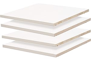 Palace Imports 100% Solid Wood Set of 4 Small Shelves for Regal, Family Wardrobe ONLY, White, 16 Metal Pins Included