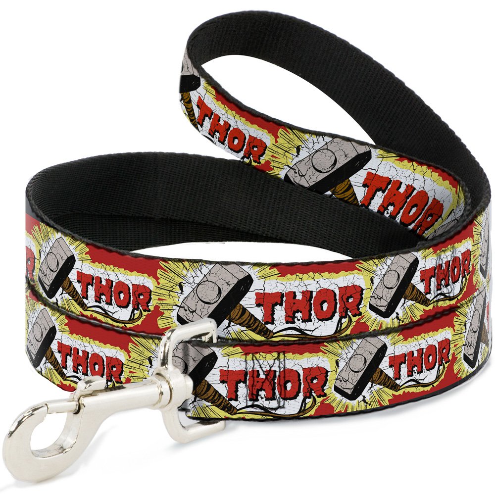 Buckle-Down "THOR & Hammer Red/Yellow/White Pet Leash, 6'-1/2"