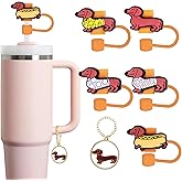Dachshund Straw Topper, Reusable 10mm (0.4in) Cute Dog Straw Covers for Stanley Cup Accessories - Dachshund, Weiner Dog Accessories, Stuff, Things, Gifts for Women, Kids, Girls, Boys