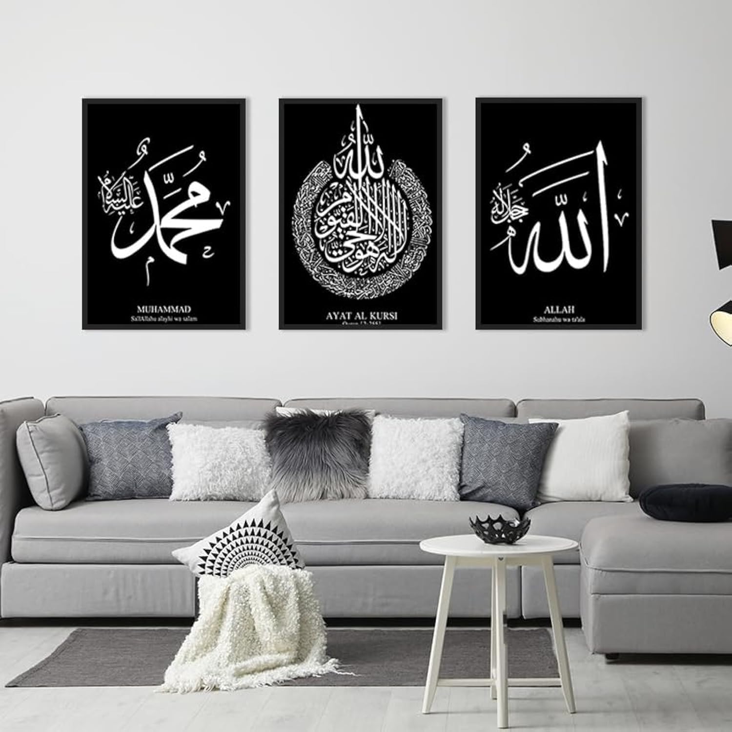 QPLGTU Islamic Marble Canvas Painting, Arabic Art Wall Canvas Poster Set, Frameless (Style 10, 50x70cm*3) for Living Room, Bedroom Decoration