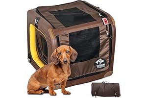 Collapsible Dog Crate for Car- Portable Dog Car Seat,HIGHPI Inflatable Soft Dog Travel Crate for Small Dogs,Safety Foldable D