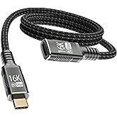 KMMXXCPM usbc Extension Cable Compatible with Thunderbolt 5 Extender 80Gbps Data Transfer, USB c Male to USB c Female Cable, 8K/16K Display/PD 240W, for Thunderbolt 4/3/USB 5/4/SSD eGPU 1M/3.3FT