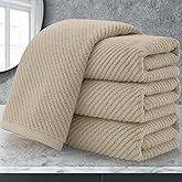 Beige Hand Towels, Hand Towels for Bathroom Set of 4, Large 18"x 28" - 100% Cotton | Lightweight | Thick | Quick Dry | Soft | Absorbent, Luxury Towel Set, Bathroom Essentials, Dark Beige