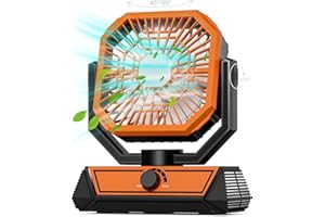 MERIIED Portable Fan Rechargeable, 20000mAh Battery Powered Fan with LED Lantern, Table Fan, Camping Essentials, USB C Battery Operated Camping Fan for Travel, Picnic, Barbecue, Fishing, Office, Home