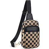 BOSTANTEN Sling Bag Quilted Crossbody Bags for Women Cross Body Purse Leather Fanny Pack with Adjustable Guitar Strap