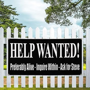 Amazon Com Vinyl Banner Sign Help Wanted Alive Black White 2