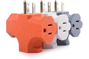 [ETL Listed] Cable Matters 3-Pack 3 Way Plug Adapter 15A 1875W, 3 Prong 3 Outlet Adapter, Power Splitter Plug Outlet, 3 Way Electrical Splitter, Multicolored (White, Gray, Orange)