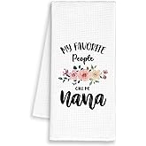 Dimurela Nana Grandma Kitchen Towels, My Favorite People Call Me Nana Gifts for Grandma Birthday Christmas Mother's Day, Floral Hand Towels Decor for Bathroom, Rustic Dish Tea Bar Towel Home 16x24in