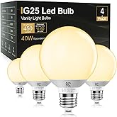 TJOY G25 LED Globe Light Bulbs, Vanity Bulb for Bathroom 40W Equivalent | 2700K Soft Warm White E26 Base, Round Decorative Bulb for Vanity Makeup Mirror, CRI85+, 450LM, Non-Dimmable, UL, 4 Pack