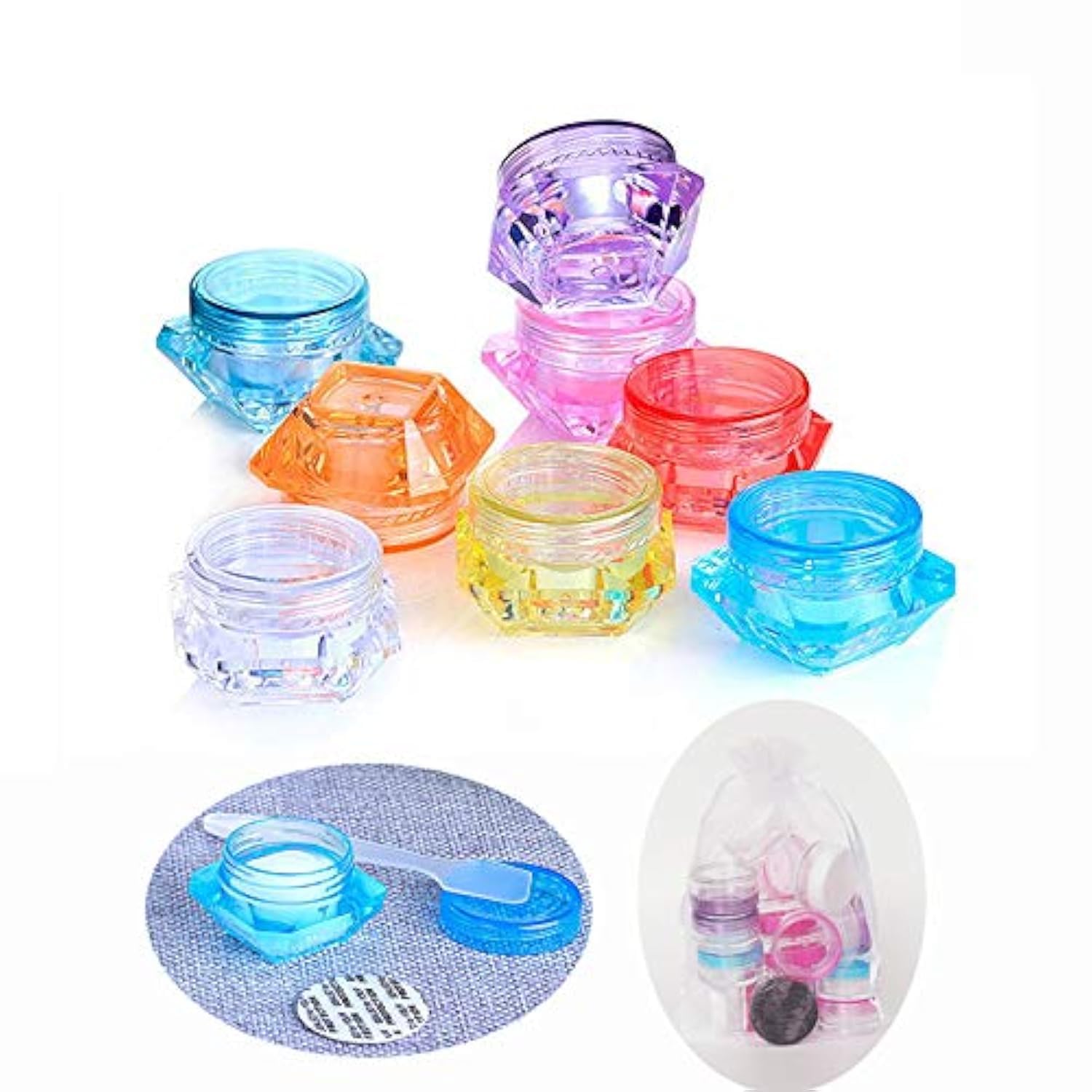 Wopanxye 16 Pack 5g Small Jars, Tiny Cosmetic Containers, 5 Gram Sample Empty Container, 5ml Plastic Travel Size Pot Jar, for Eye Shadow Nails Powder Jewelry Earrings Lotion Cream Make-up Storage