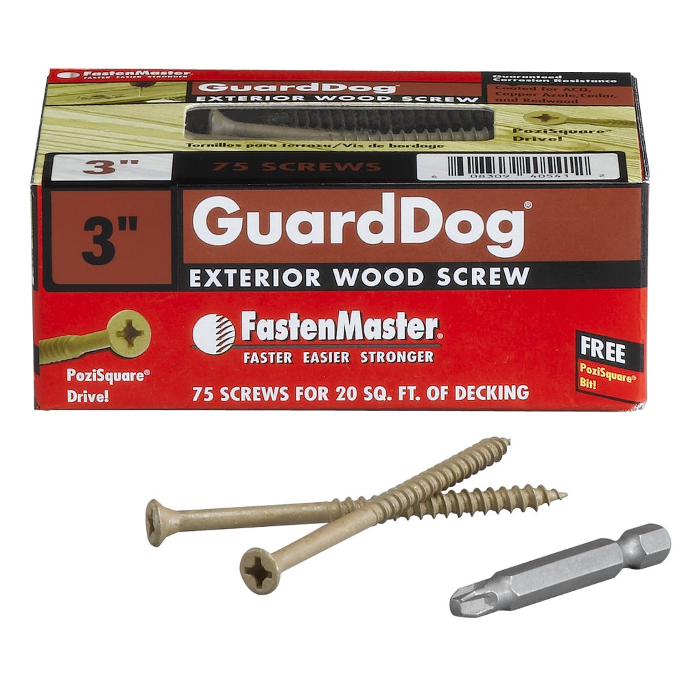 FastenMaster FMGD00375 GuardDog Exterior Wood Screw, Tan, 3Inch, 75