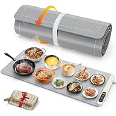 FYY Extra Large Warming Mat for Food, Rapid and Full Surface Heating Gray | With Heat Resistant Pad, 7 Temp Levels, 6H Timer, Portable Silicone Electric Food Heating Mat for Countertop Buffet Party