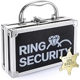 Ring Security Wedding Ring Bearer Case, 7.09 in Suitcase, Metal Badge | Ideal for Bearer Gifts, Themed Parties &amp; Spy Game Treasure Storage (Black)
