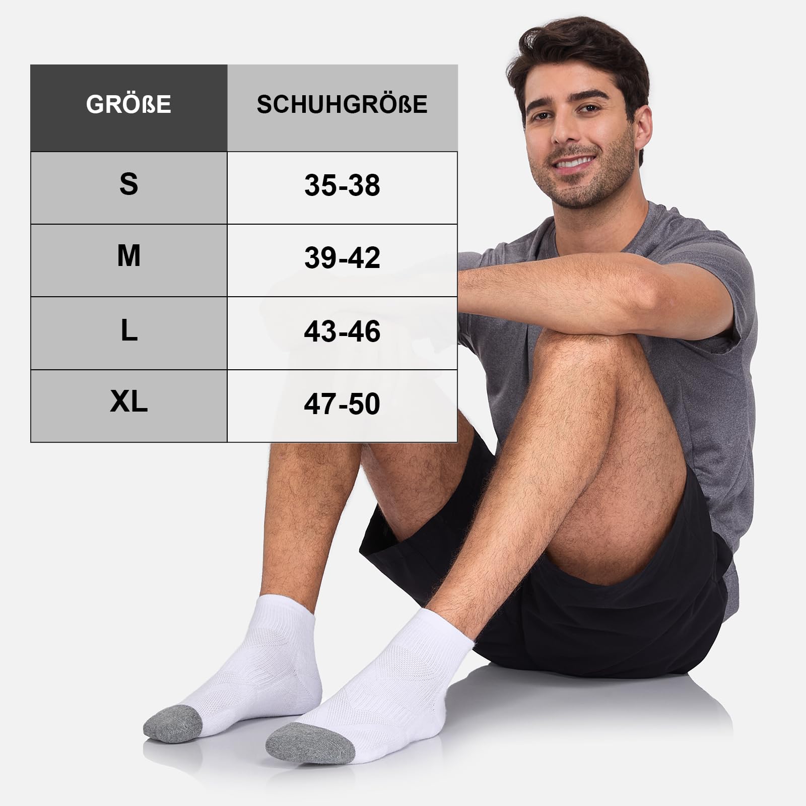 anqier 6 Paar Quarter Sportsocken Herren Damen mit Frotteesohle 6
