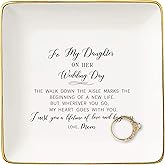 Bride Gifts from Mom-to My Daughter On Her Wedding Day-Wedding Day Gifts for Bride-Bridal Shower Present for Daughter-Hen Night Bachelor Party Present-Ceramic Jewelry Tray Trinket Holder Ring Dish