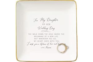 NZY Bride Gifts from Mom-to My Daughter On Her Wedding Day-Wedding Day Gifts for Bride-Bridal Shower Present for Daughter-Hen Night Bachelor Party Present-Ceramic Jewelry Tray Trinket Holder Ring Dish