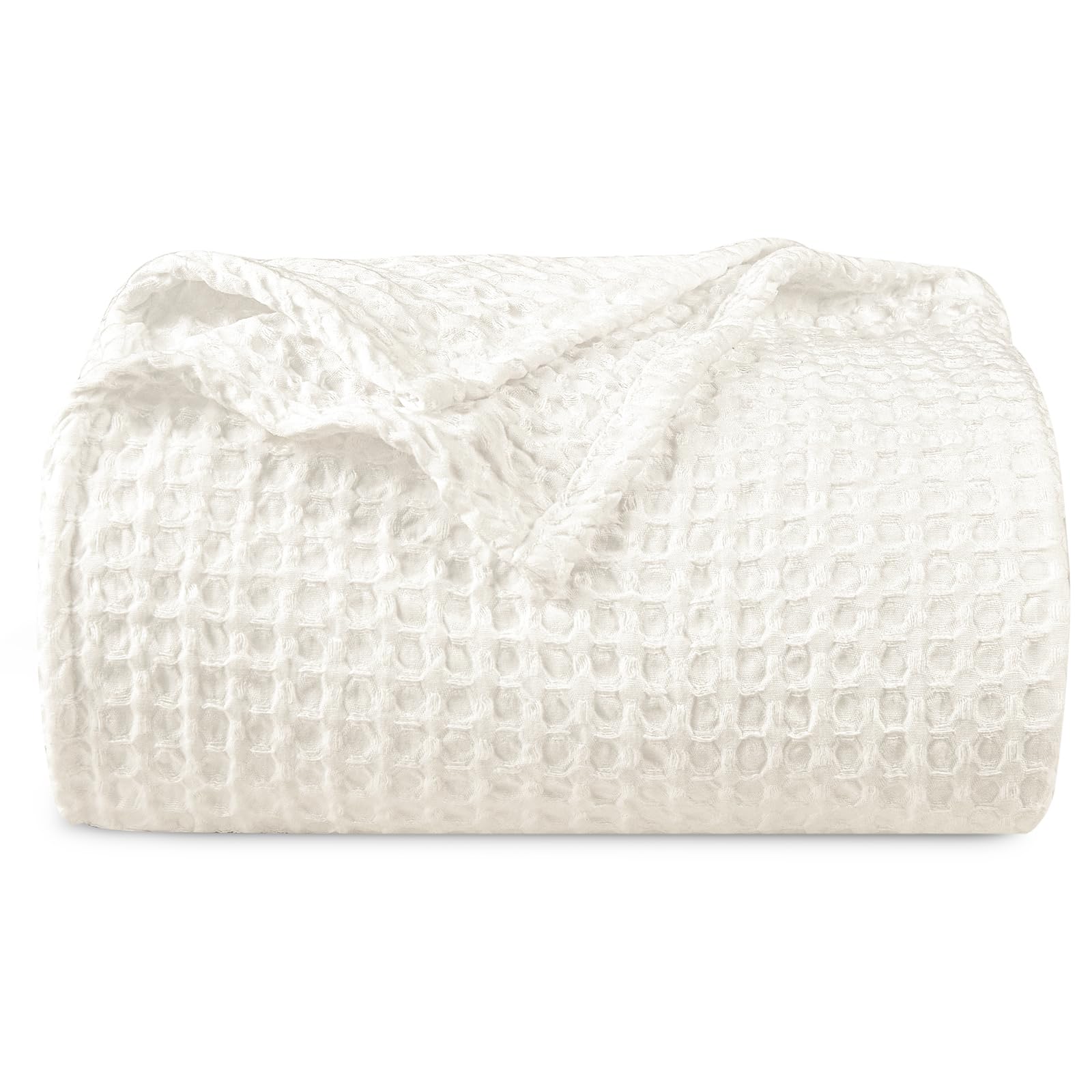 Photo 1 of PHF Ultra Soft Waffle Weave Blanket Queen Size 90"x 90"- Washed Lightweight Breathable Cozy Woven Blanket for Bed - Aesthetic Decor for Couch Bedding Sofa Home Car - Coconut White