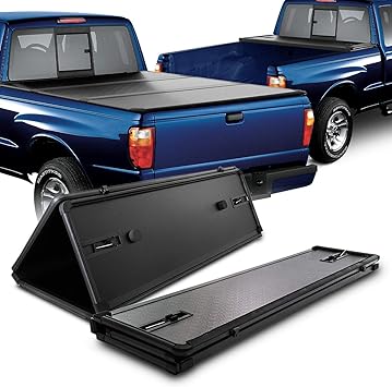 Fits 1983 2011 Ford Ranger 1994 2010 Mazda B2300 2500 3000 4000 6 Feet 72 Inches Bed Hard Tri Fold Black Tonneau Cover Tonneau Covers Amazon Canada