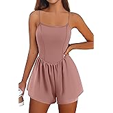 Ekouaer Womens Summer Sleeveless Workout Rompers Athletic Jumpsuit Double Lined Shorts One Piece Gym Yoga Clothes XS-XL