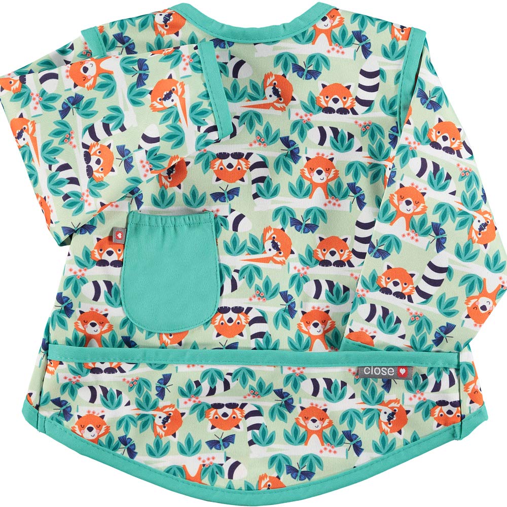 Close Parent Long Sleeve Waterproof Baby Bib, Red Panda Print, Ideal for Babies Aged 6-18 Months, Keeps Your Baby Clean and Dry During Meals and Play โ image 1