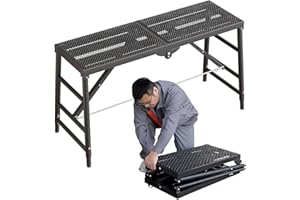 Daolift Heavy Duty Scaffolding Platform 15.75x59.05inch Portable Scaffolding Ladder of 660lbs Capacity Multi-Position Adjustable Height Work Platform Non-Slip Ladder Work Platform for Washing Vehicle