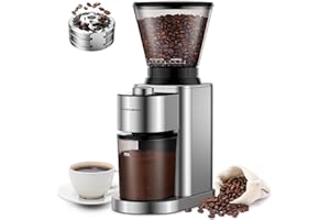 TWOMEOW Conical Burr Coffee Grinder Electric, Anti-static Coffee Bean Grinder with 24 Grind Settings for Espresso/Drip/Pour Over/Cold Brew/French Press Coffee Maker,Stainless Steel